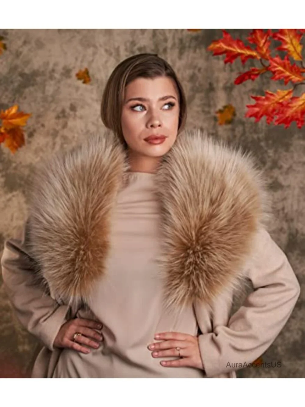 Detachable Faux Fur Scarf Shawl for Women - Winter Coat Wrap